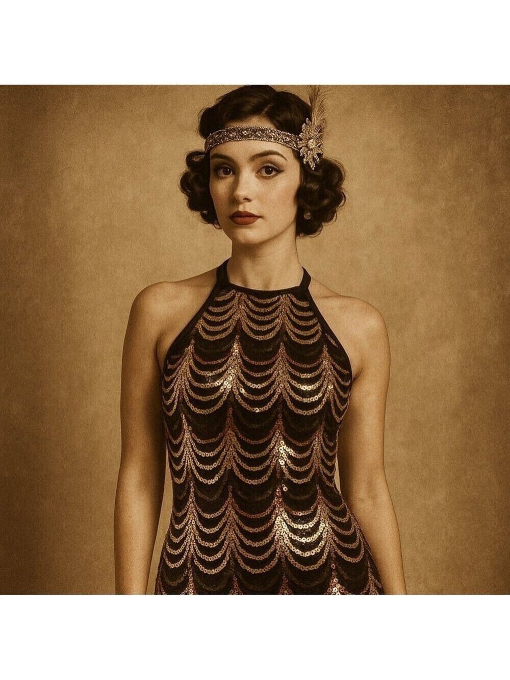 CRYSTAL DOLL SEQUIN HALTER GOWN (Size 7) - “Old Hollywood meets New Year’s Eve”